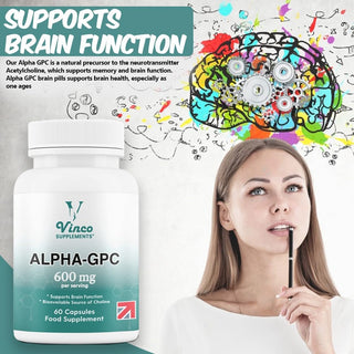 Vinco Alpha GPC Choline Supplement 600mg